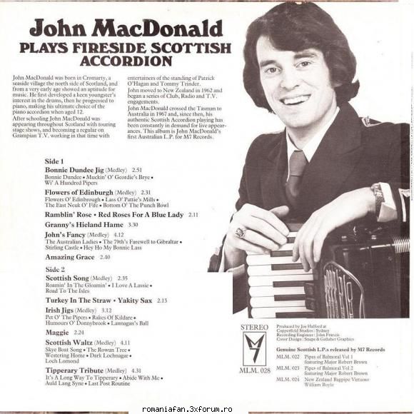 discuri vinil muzica raritati john macdonald plays fireside scottish accordion mlm-028 (1974)