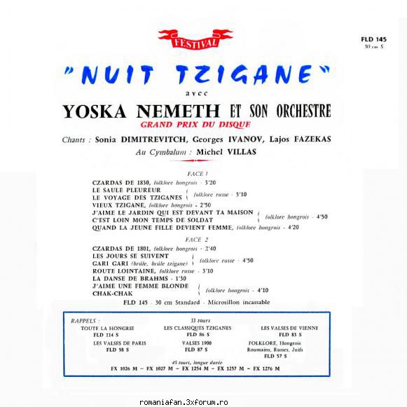 discuri vinil muzica raritati joska nemeth nuit tzigane festival fld 145 (1958)