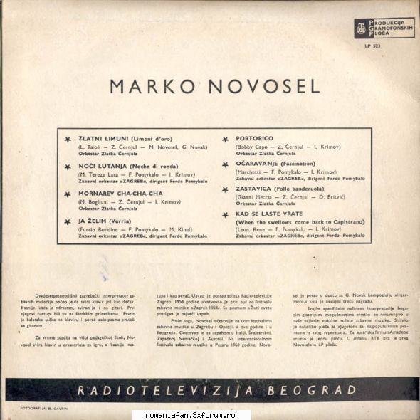 Discuri vinil cu muzica internationala - Raritati - Marko Novosel - Marko - International MP3's Albums
